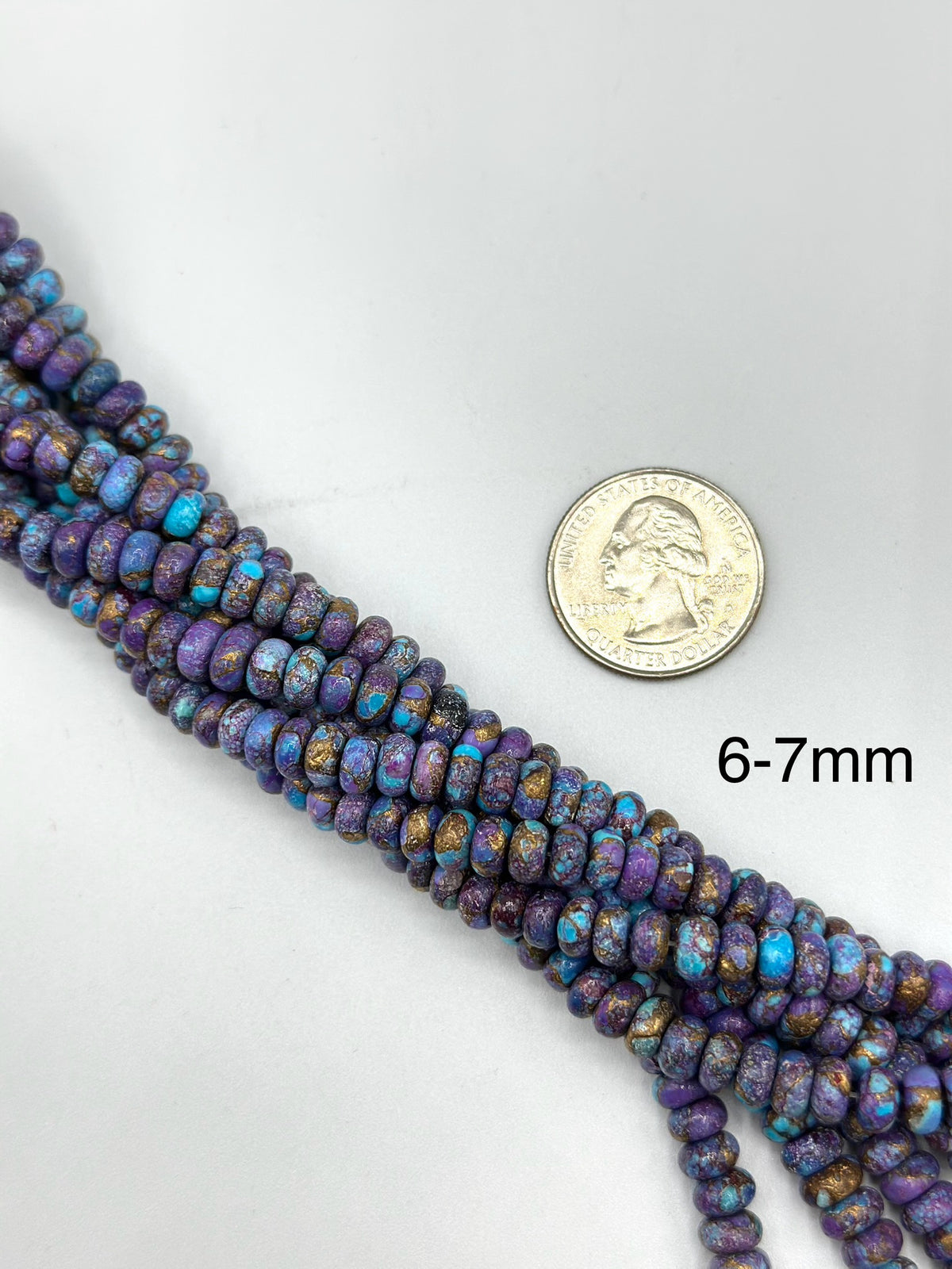 Spotted Mohave Purple Rondell Beads - 6-7mm, 8-9mm, 9-10mm, 10-11mm, 11-12mm - Kingman Turquoise Mine - Sold by 8" Strand