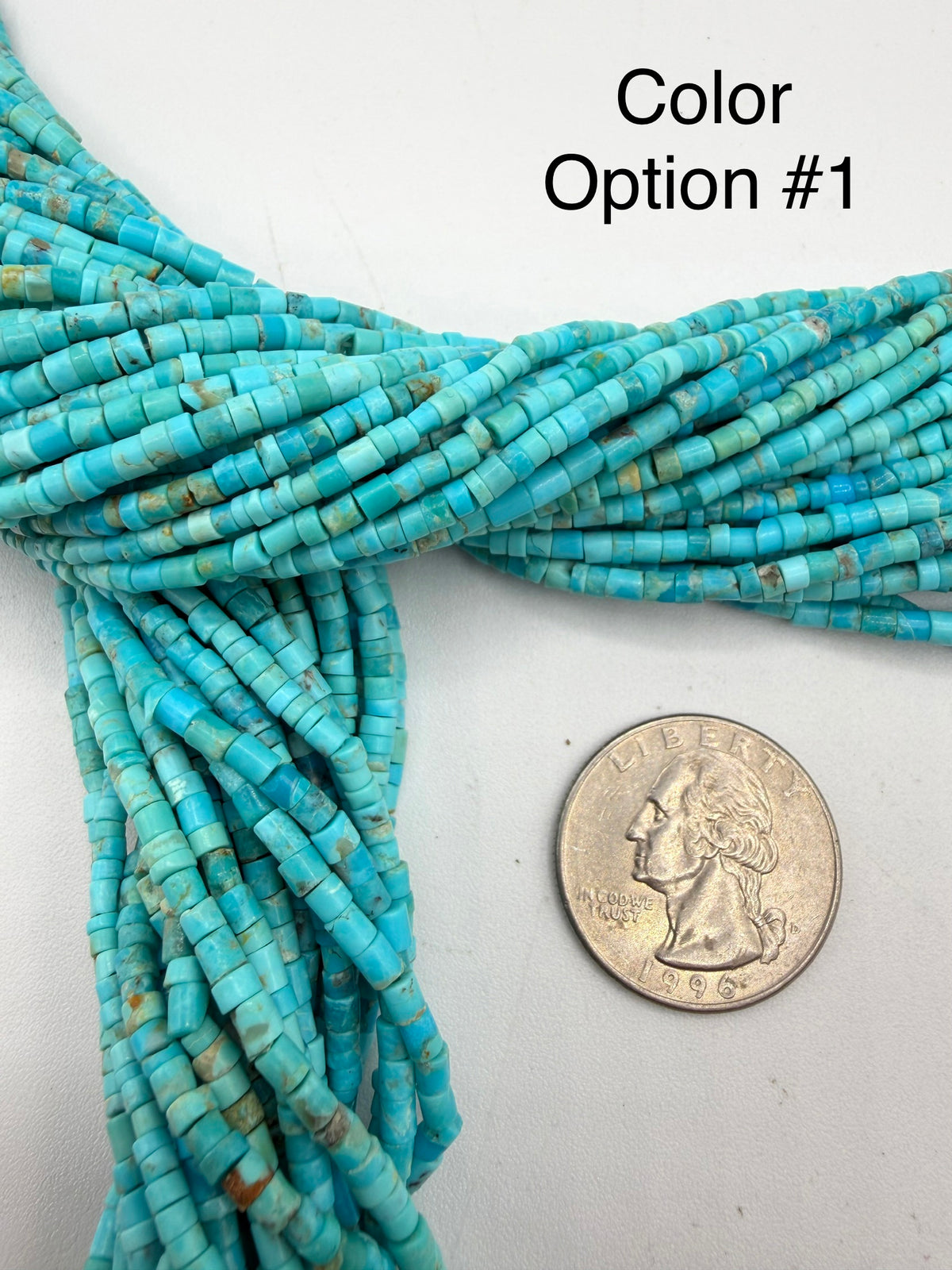 Kingman Turquoise 2-3mm Rustic Heishi Beads - 16" Bead Strand