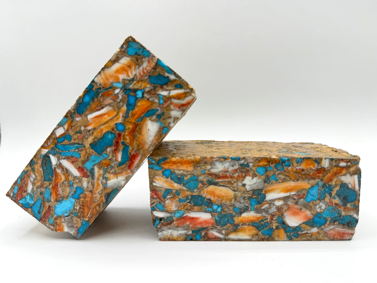 Spiny Oyster, Kingman Turquoise & Bronze Compressed Nugget Composites