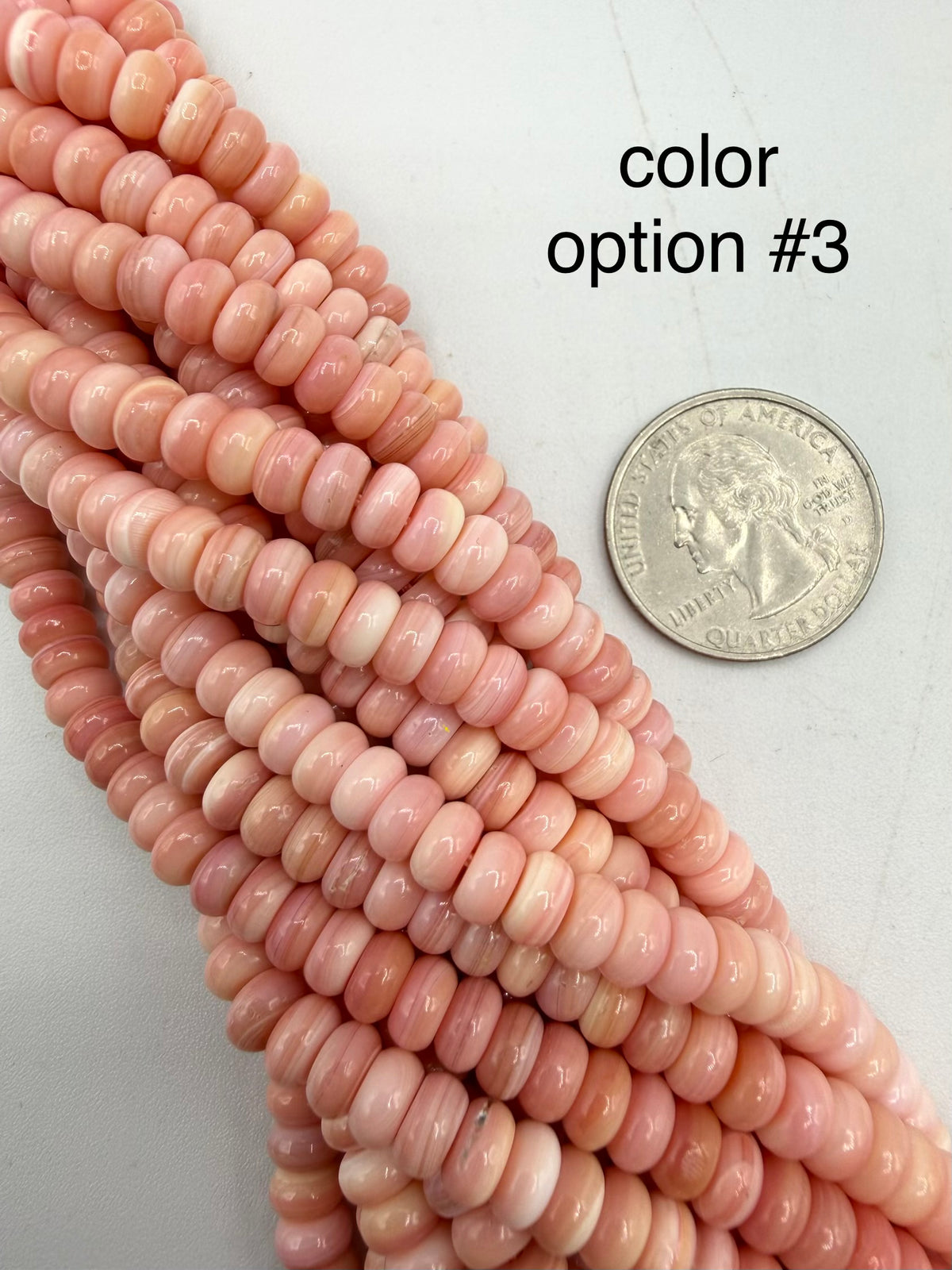 6mm Pink Conch Shell Rondells - 16" Strands - Sold Individually