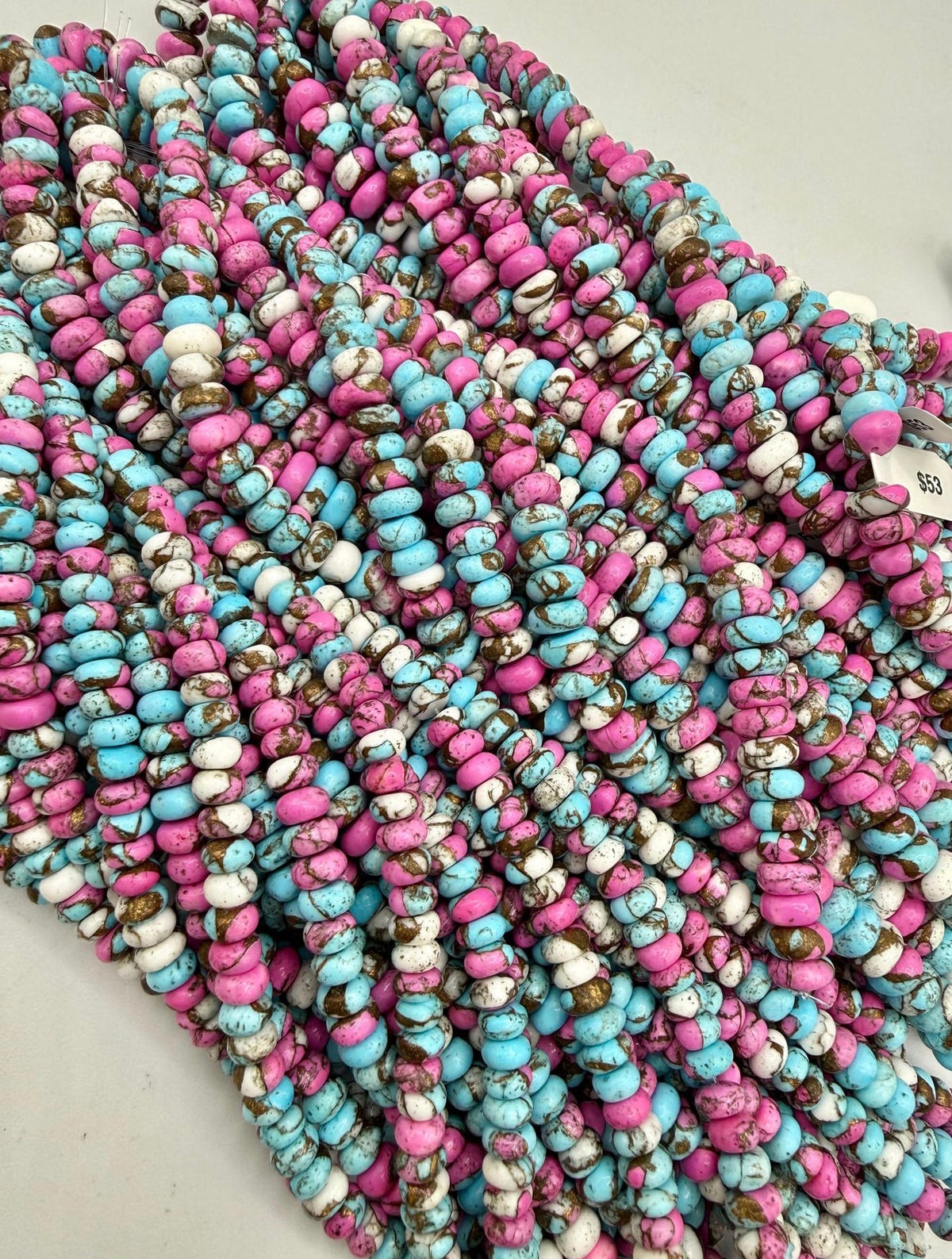 Cotton Candy Dahlia Rondell Beads - 6-7mm, 7-8mm, 8-9mm, 9-10mm - Sold by 8" Strand