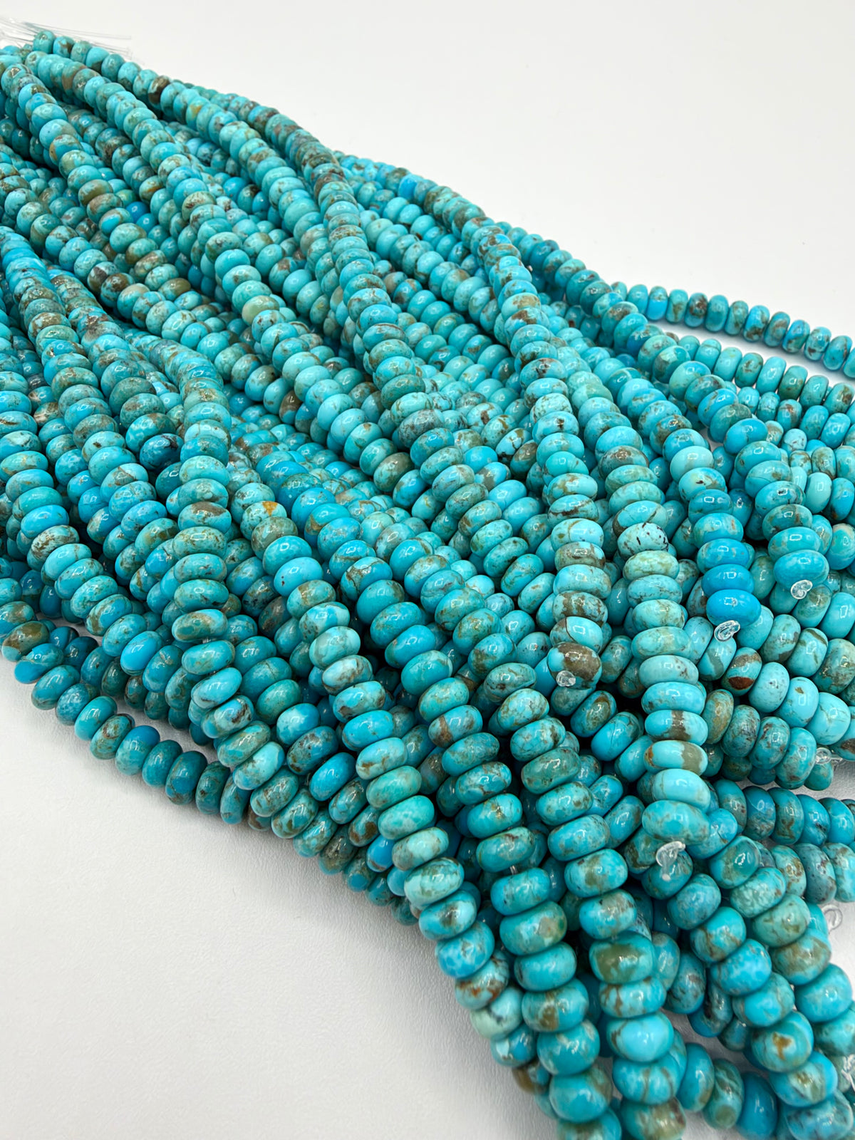 Kingman Turquoise 6-7mm Rondell Beads - Sold by 8" Strand