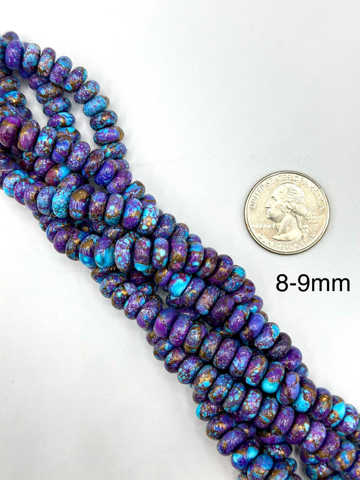 Spotted Mohave Purple Rondell Beads - 6-7mm, 8-9mm, 9-10mm, 10-11mm, 11-12mm - Kingman Turquoise Mine - Sold by 8" Strand