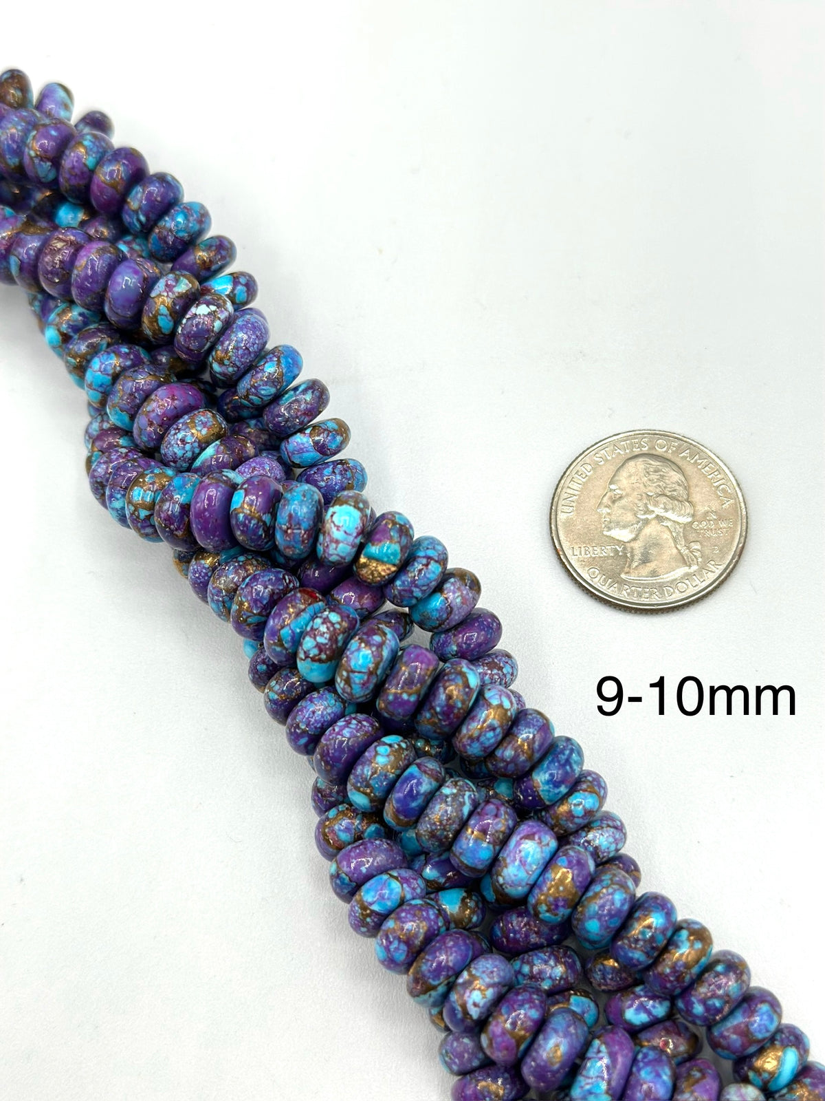 Spotted Mohave Purple Rondell Beads - 6-7mm, 8-9mm, 9-10mm, 10-11mm, 11-12mm - Kingman Turquoise Mine - Sold by 8" Strand