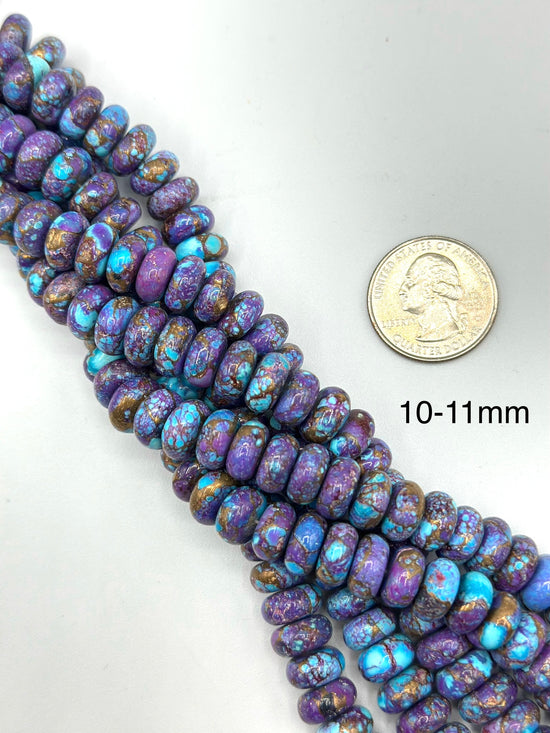 Spotted Mohave Purple Rondell Beads - 6-7mm, 8-9mm, 9-10mm, 10-11mm, 11-12mm - Kingman Turquoise Mine - Sold by 8" Strand