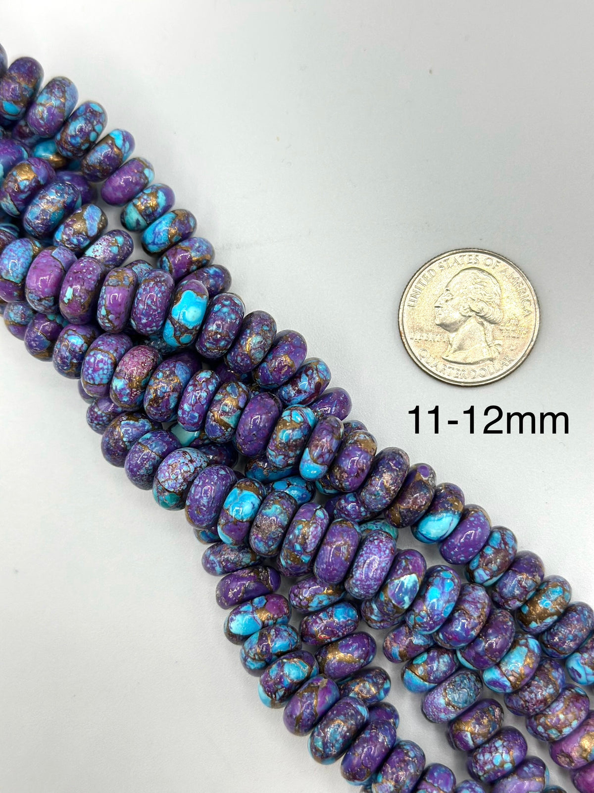 Spotted Mohave Purple Rondell Beads - 6-7mm, 8-9mm, 9-10mm, 10-11mm, 11-12mm - Kingman Turquoise Mine - Sold by 8" Strand