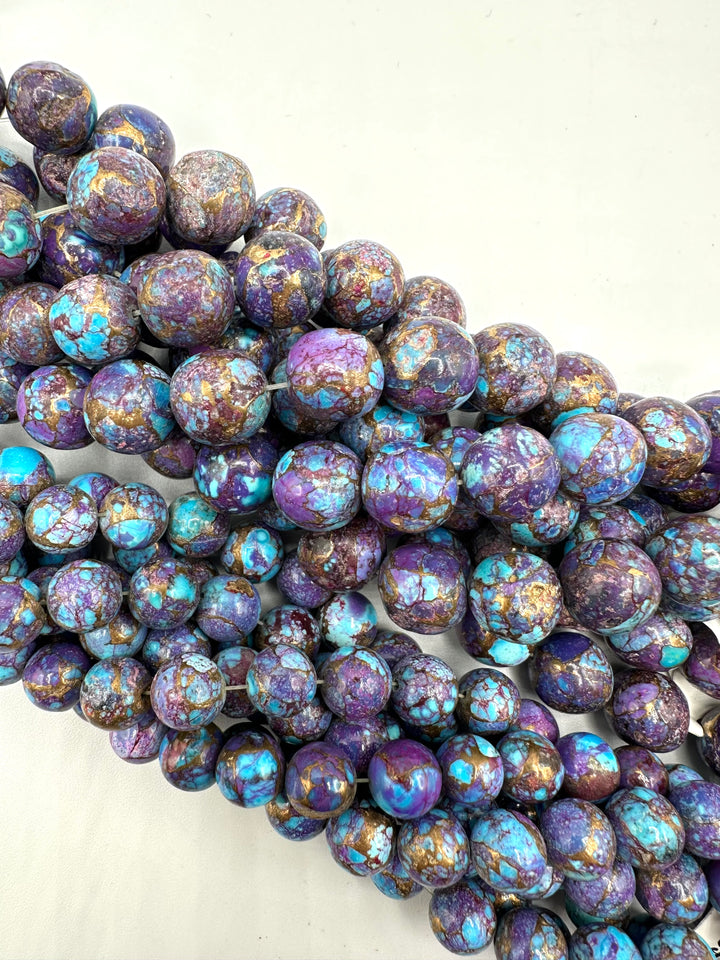 Spotted Mohave Purple Round Beads - 6-7mm, 8-9mm, 9-10mm, 10-11mm - Kingman Turquoise Mine - Sold by 8" Strand