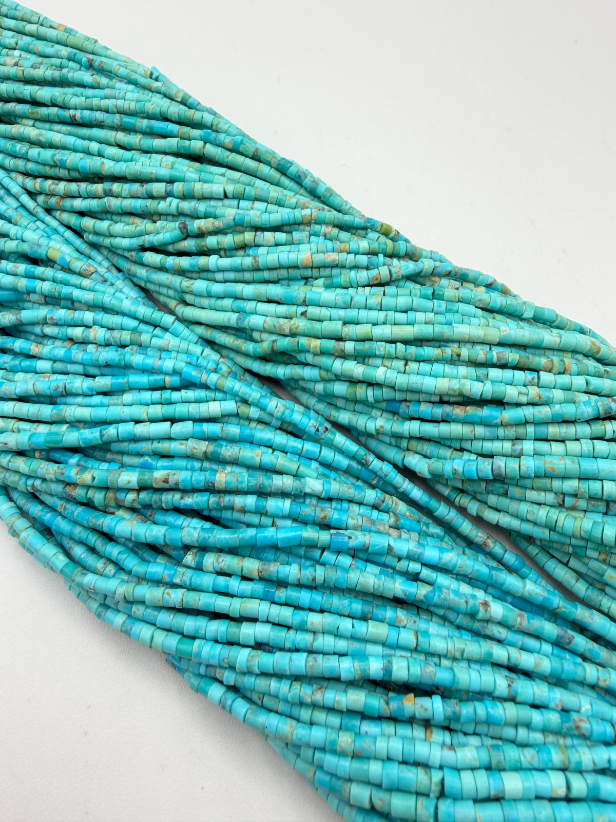 Kingman Turquoise 2-3mm Rustic Heishi Beads - 16" Bead Strand