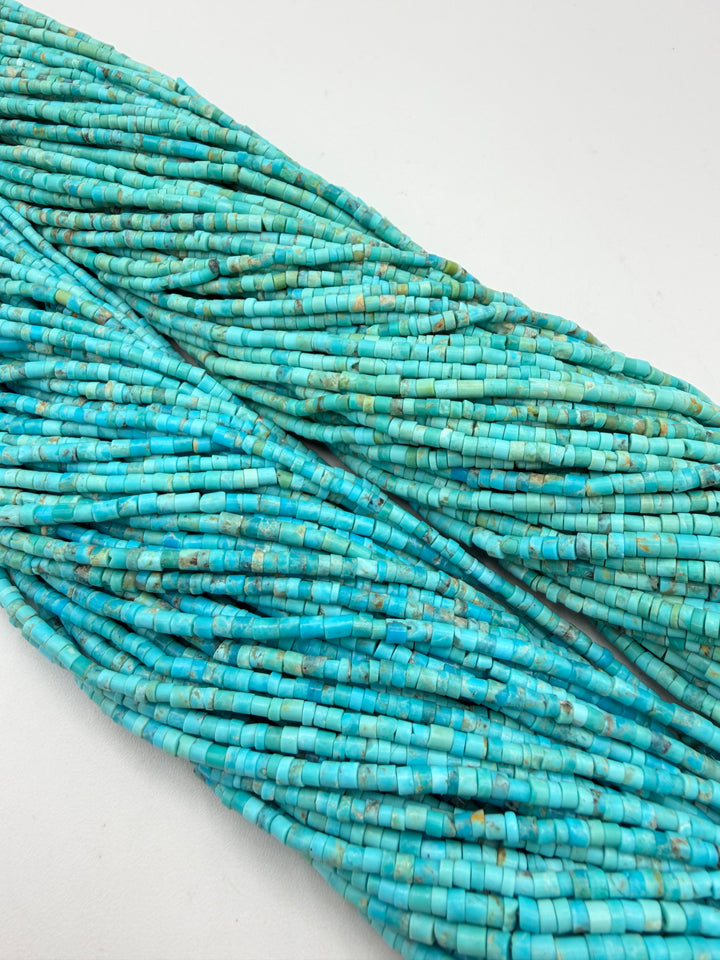 Kingman Turquoise 2-3mm Rustic Heishi Beads - 16" Bead Strand