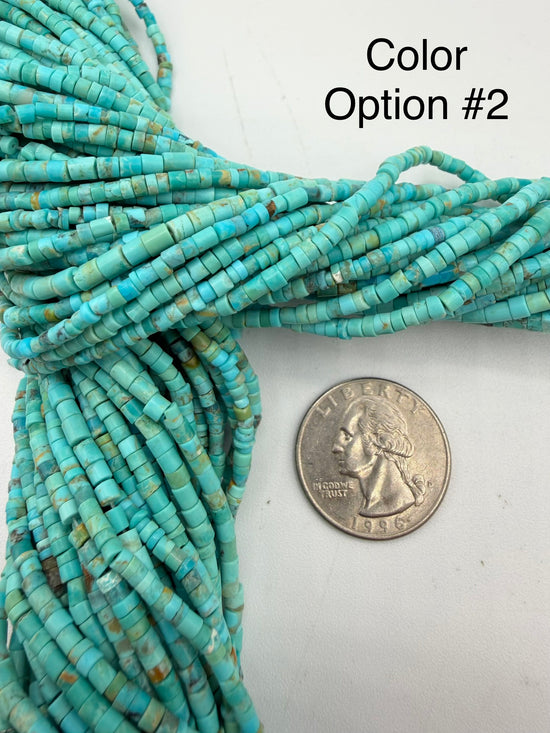 Kingman Turquoise 2-3mm Rustic Heishi Beads - 16" Bead Strand