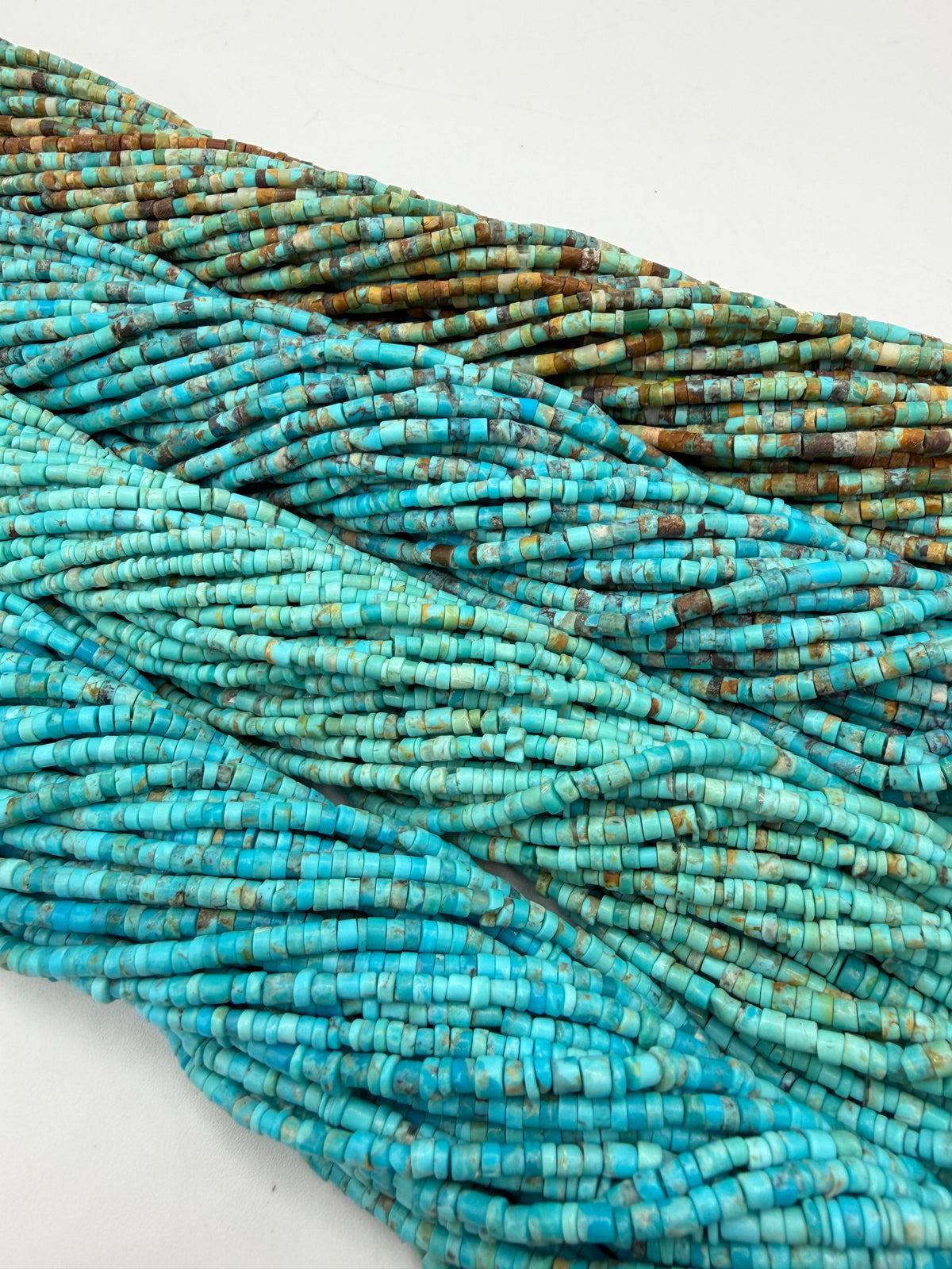 Kingman Turquoise 3-4mm Rustic Heishi Beads - 16" Bead Strand