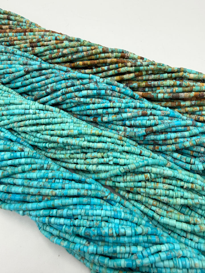 Kingman Turquoise 3-4mm Rustic Heishi Beads - 16" Bead Strand