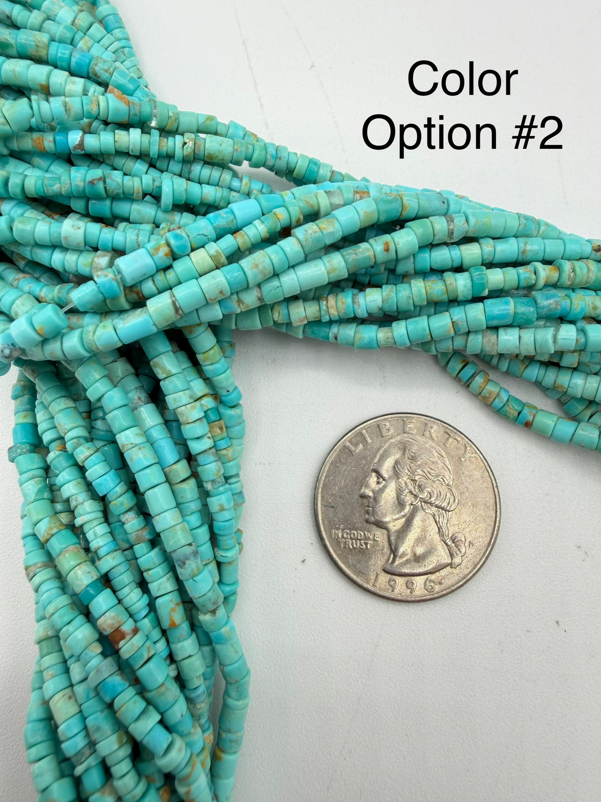 Kingman Turquoise 3-4mm Rustic Heishi Beads - 16" Bead Strand