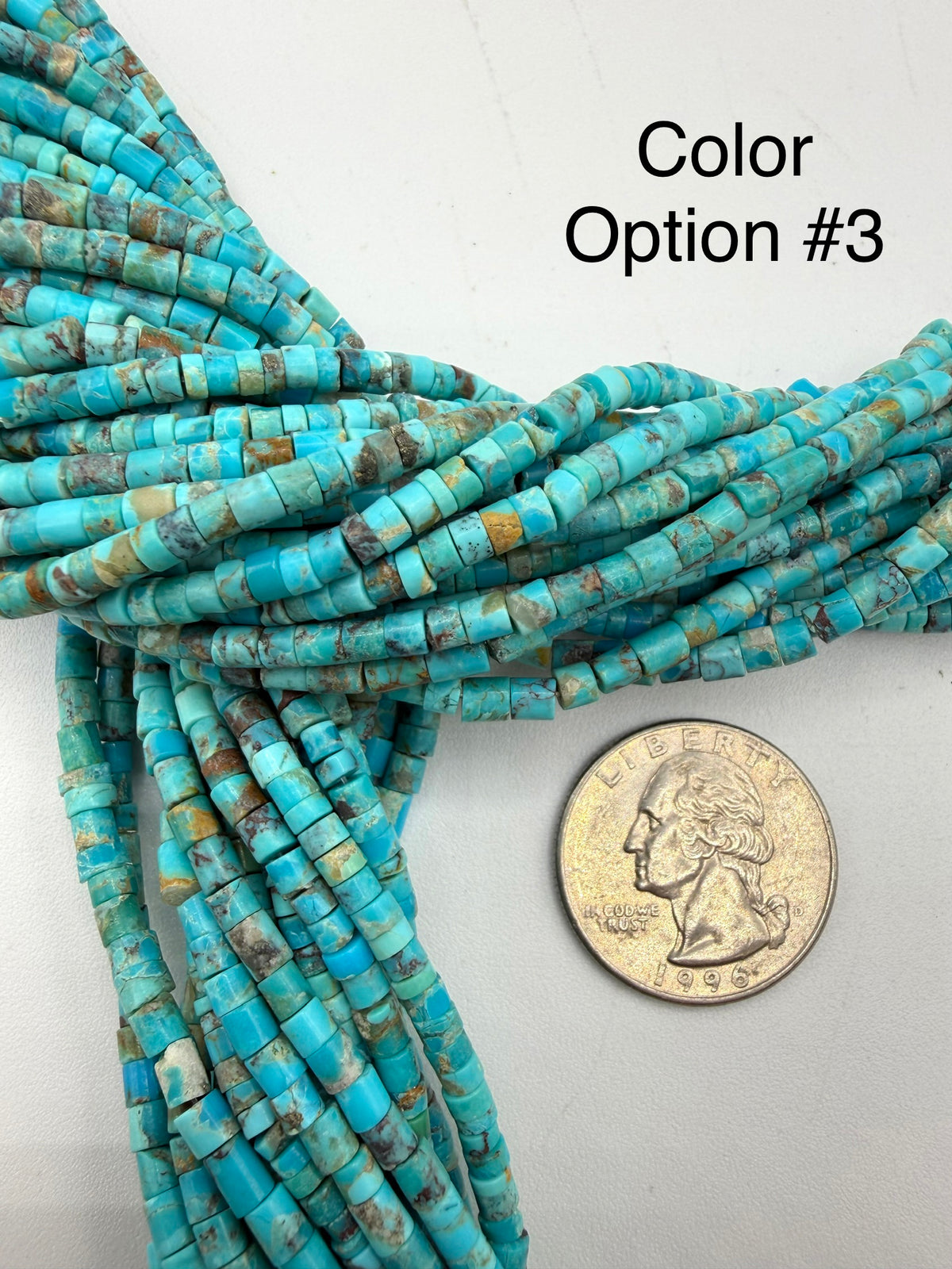 Kingman Turquoise 3-4mm Rustic Heishi Beads - 16" Bead Strand