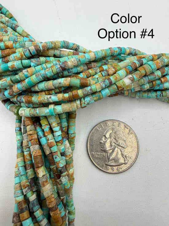 Kingman Turquoise 3-4mm Rustic Heishi Beads - 16" Bead Strand