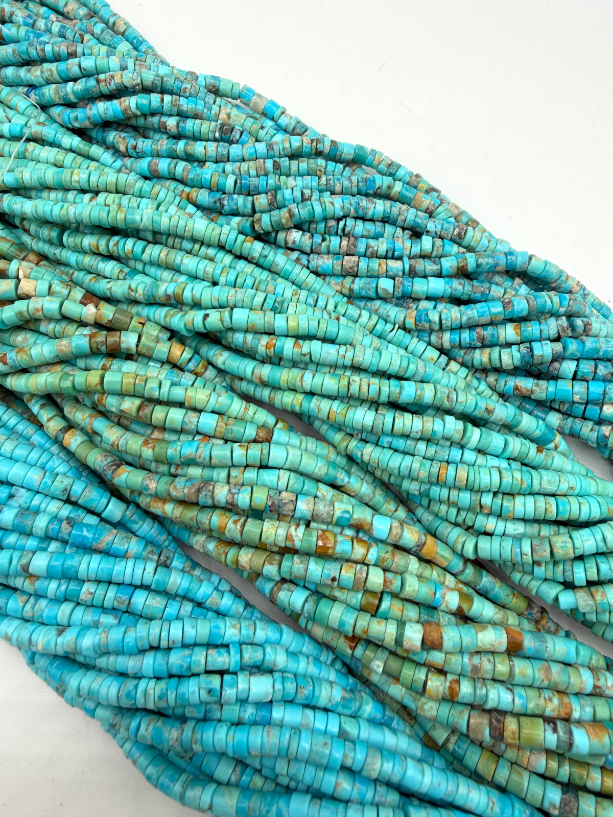 Kingman Turquoise 4-5mm Rustic Heishi Beads - 16" Bead Strands
