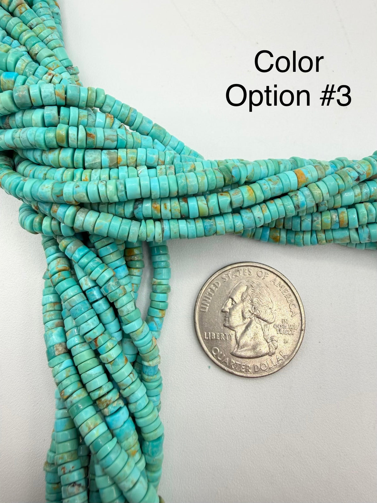 Kingman Turquoise 4-5mm Rustic Heishi Beads - 16" Bead Strands