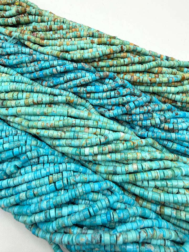 Kingman Turquoise 5-6mm Rustic Heishi Beads - 16" Bead Strand