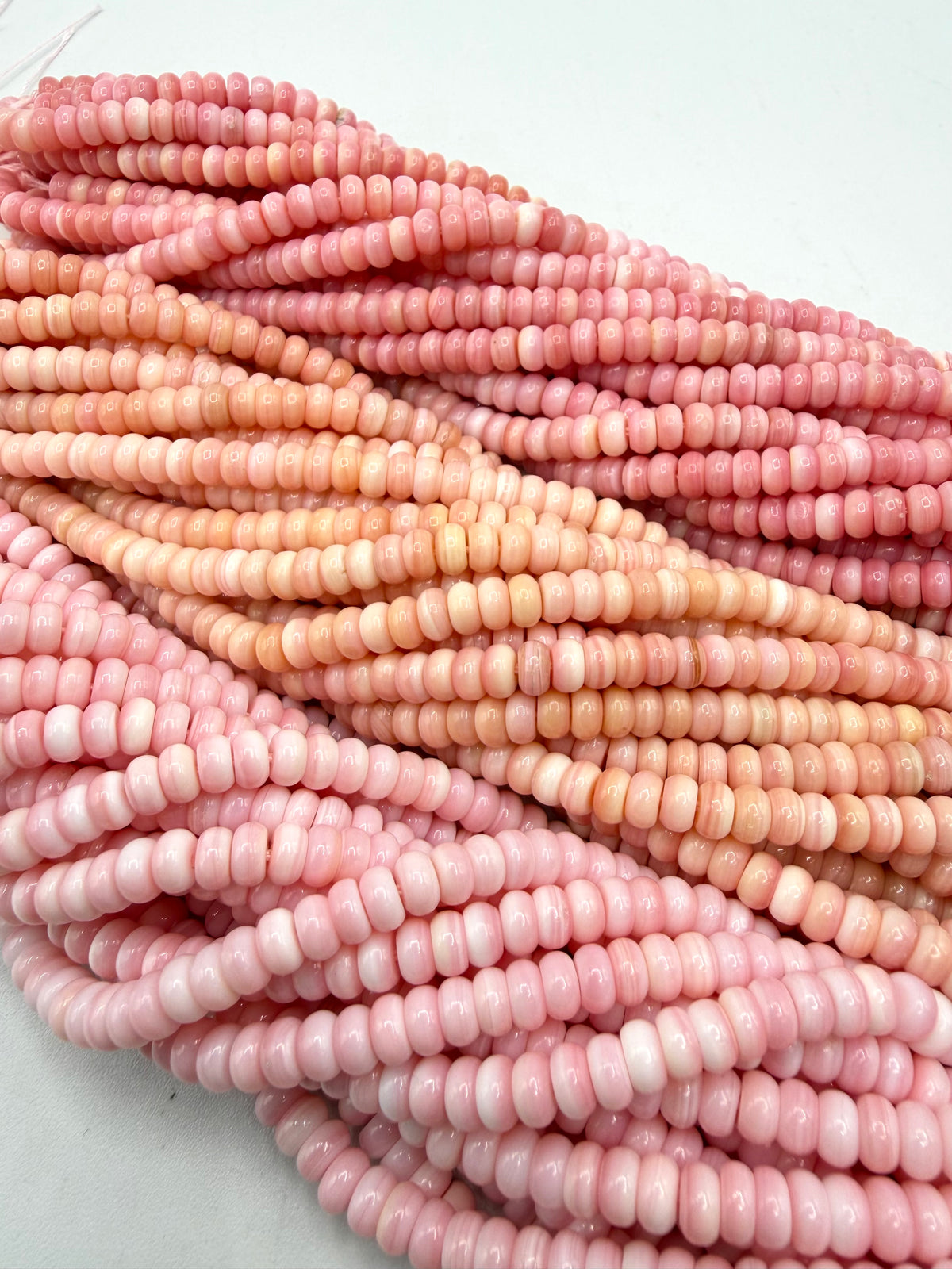 5mm Pink Conch Shell Rondells - 16" Strands - Sold Individually