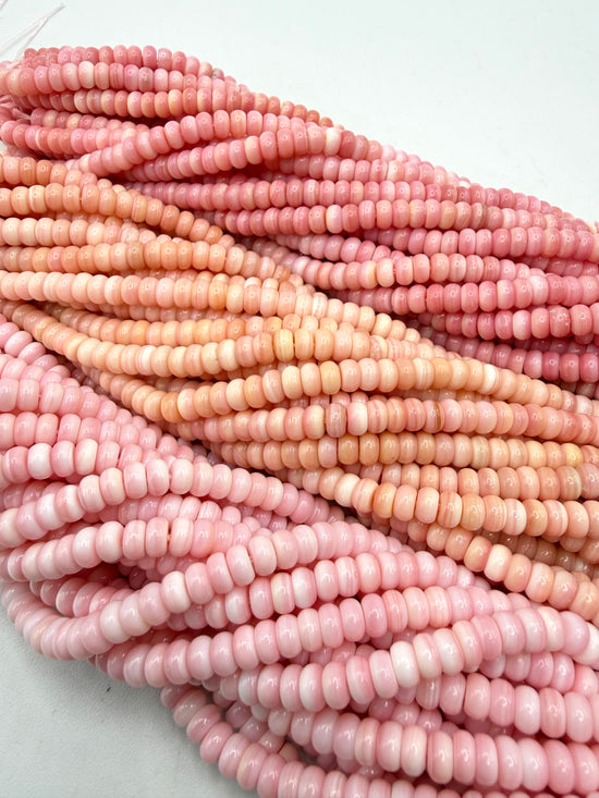 5mm Pink Conch Shell Rondells - 16" Strands - Sold Individually