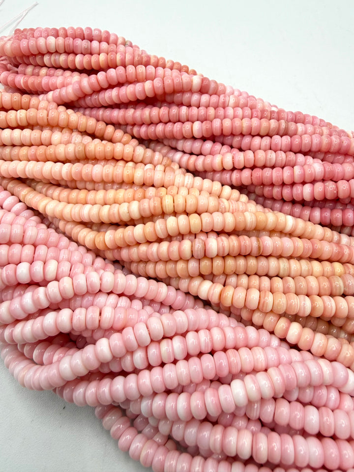 5mm Pink Conch Shell Rondells - 16" Strands - Sold Individually
