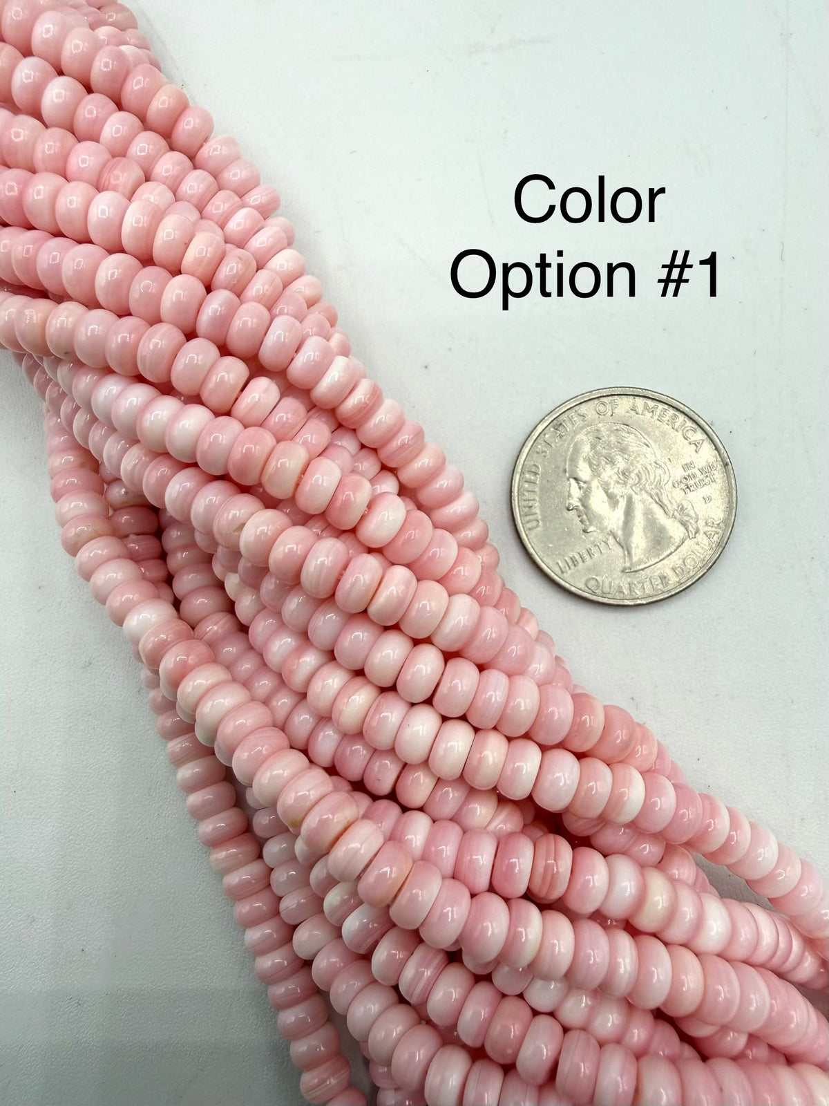 5mm Pink Conch Shell Rondells - 16" Strands - Sold Individually