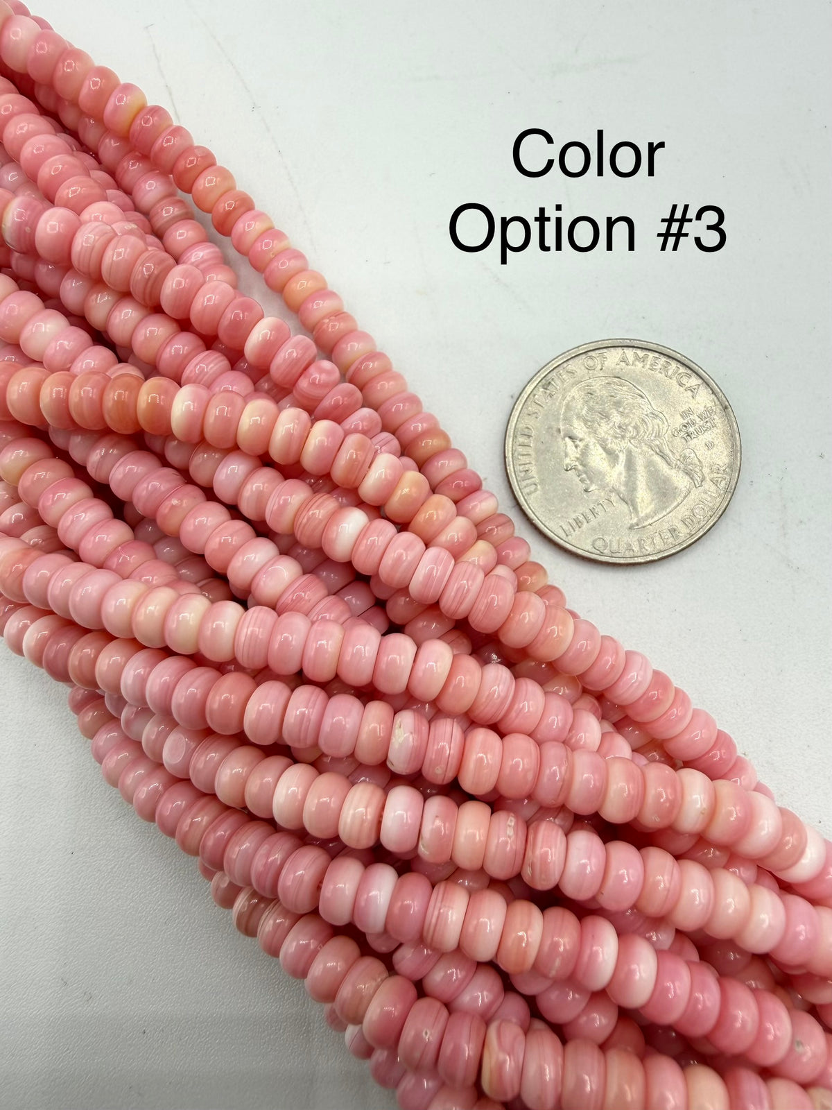5mm Pink Conch Shell Rondells - 16" Strands - Sold Individually