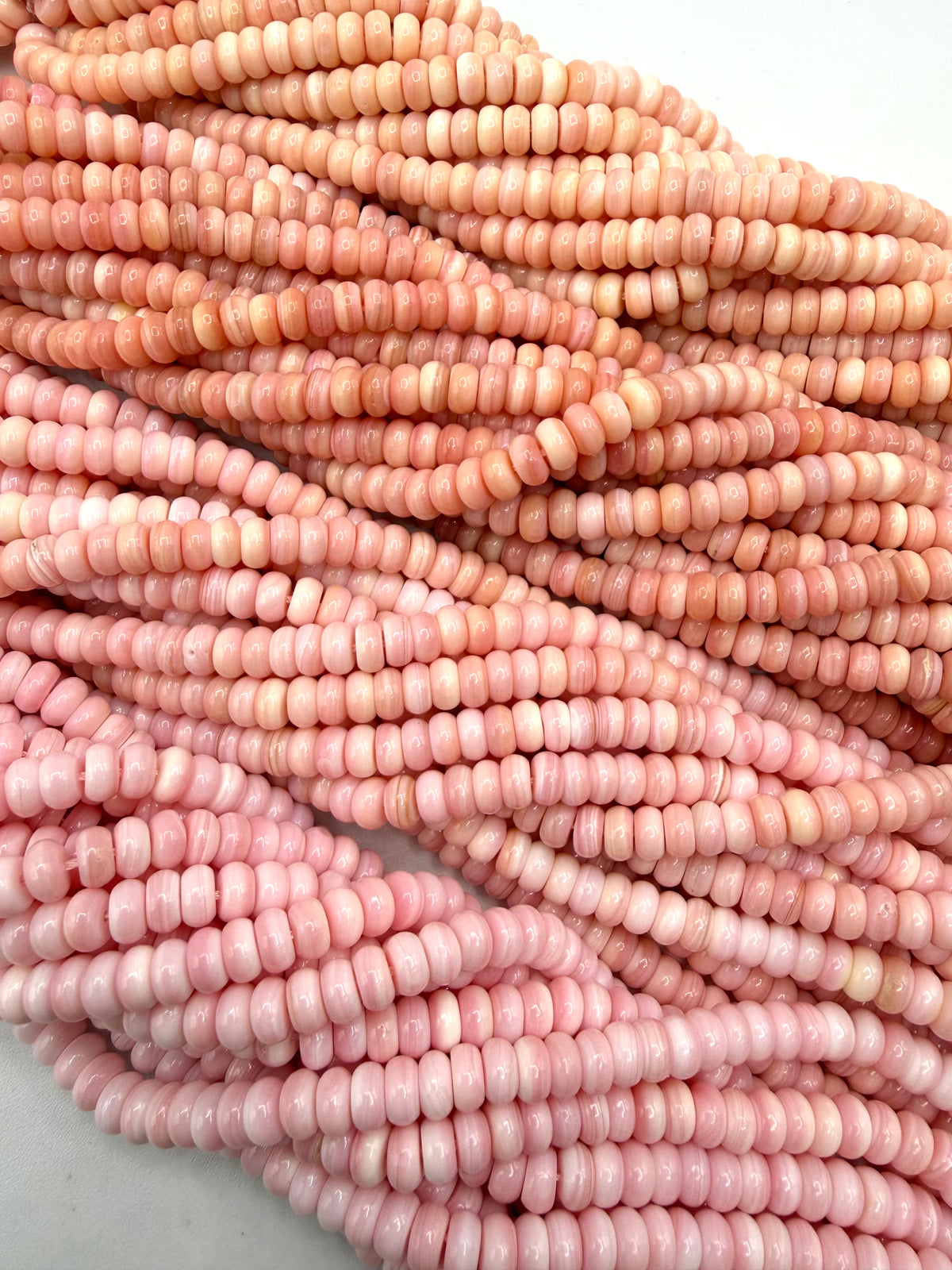 6mm Pink Conch Shell Rondells - 16" Strands - Sold Individually