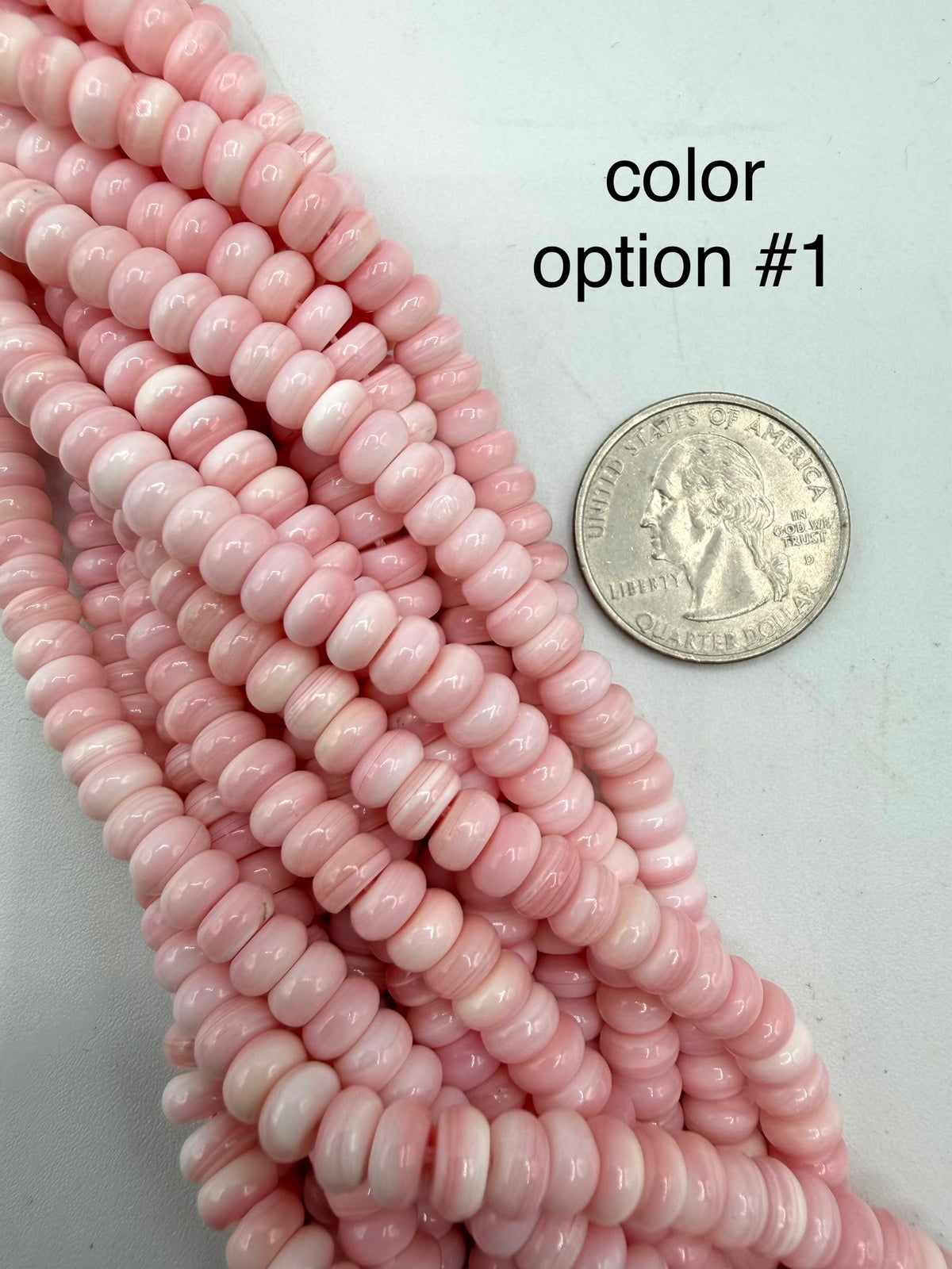 6mm Pink Conch Shell Rondells - 16" Strands - Sold Individually