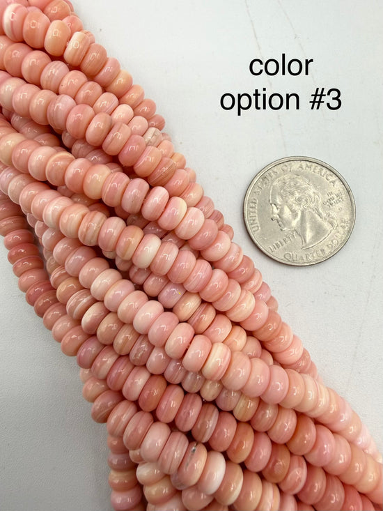 6mm Pink Conch Shell Rondells - 16" Strands - Sold Individually