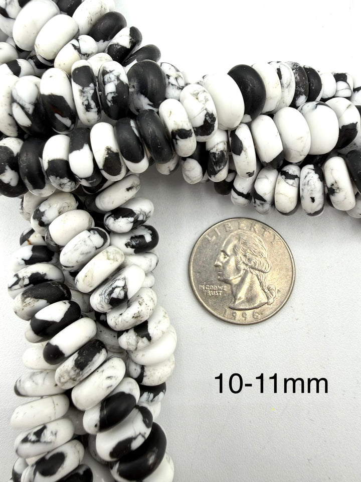 White Buffalo 10-11mm Rondell Beads - Sold By 8" Strand