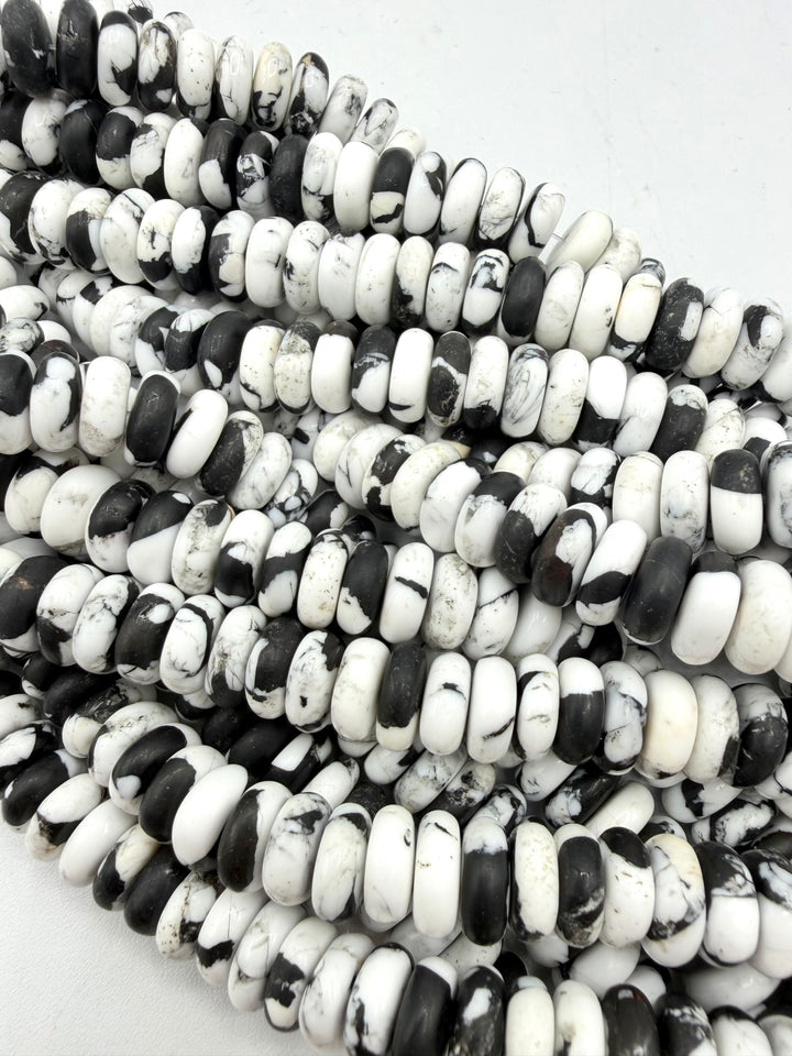 White Buffalo 10-11mm Rondell Beads - Sold By 8" Strand