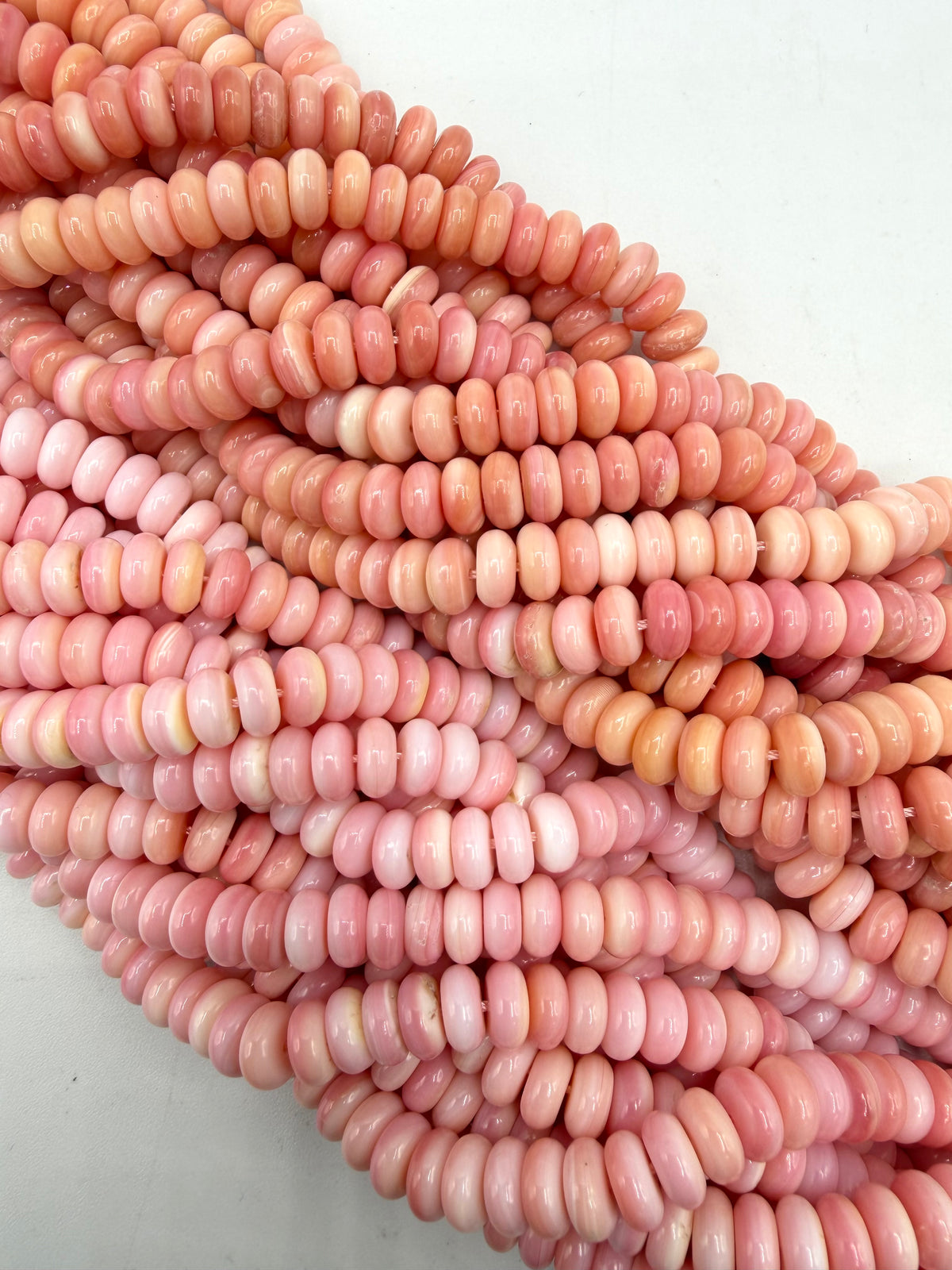 8mm Pink Conch Shell Rondells - 16" Strands - Sold Individually