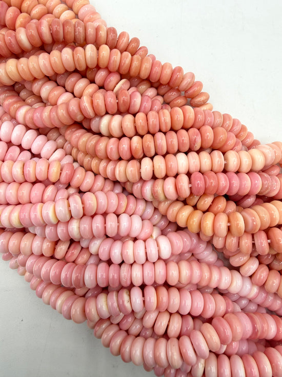 8mm Pink Conch Shell Rondells - 16" Strands - Sold Individually