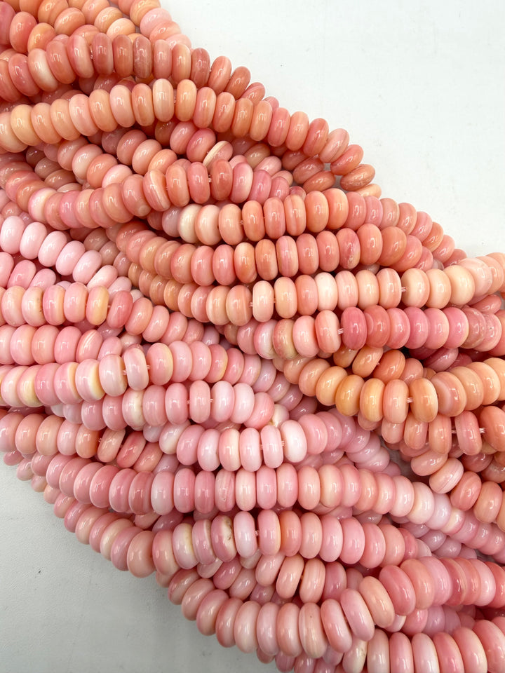 8mm Pink Conch Shell Rondells - 16" Strands - Sold Individually