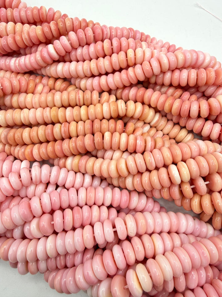 10mm Pink Conch Shell Rondells - 16" Strands