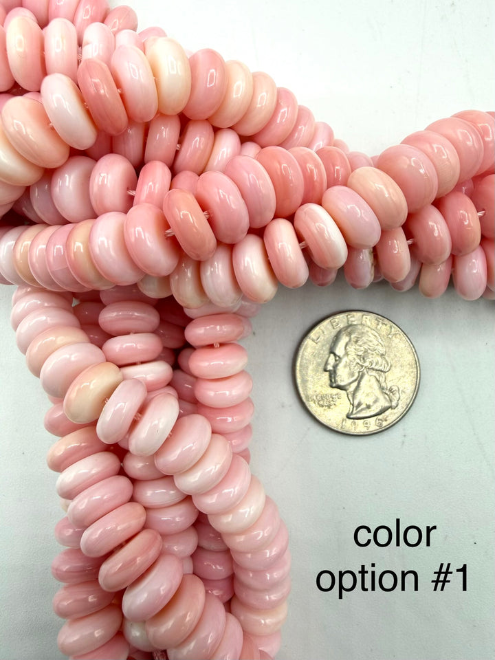 10mm Pink Conch Shell Rondells - 16" Strands