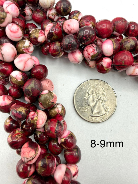 Dahlia Rose Semi-Round Beads - 8-9mm, 9-10mm, and 10-11mm