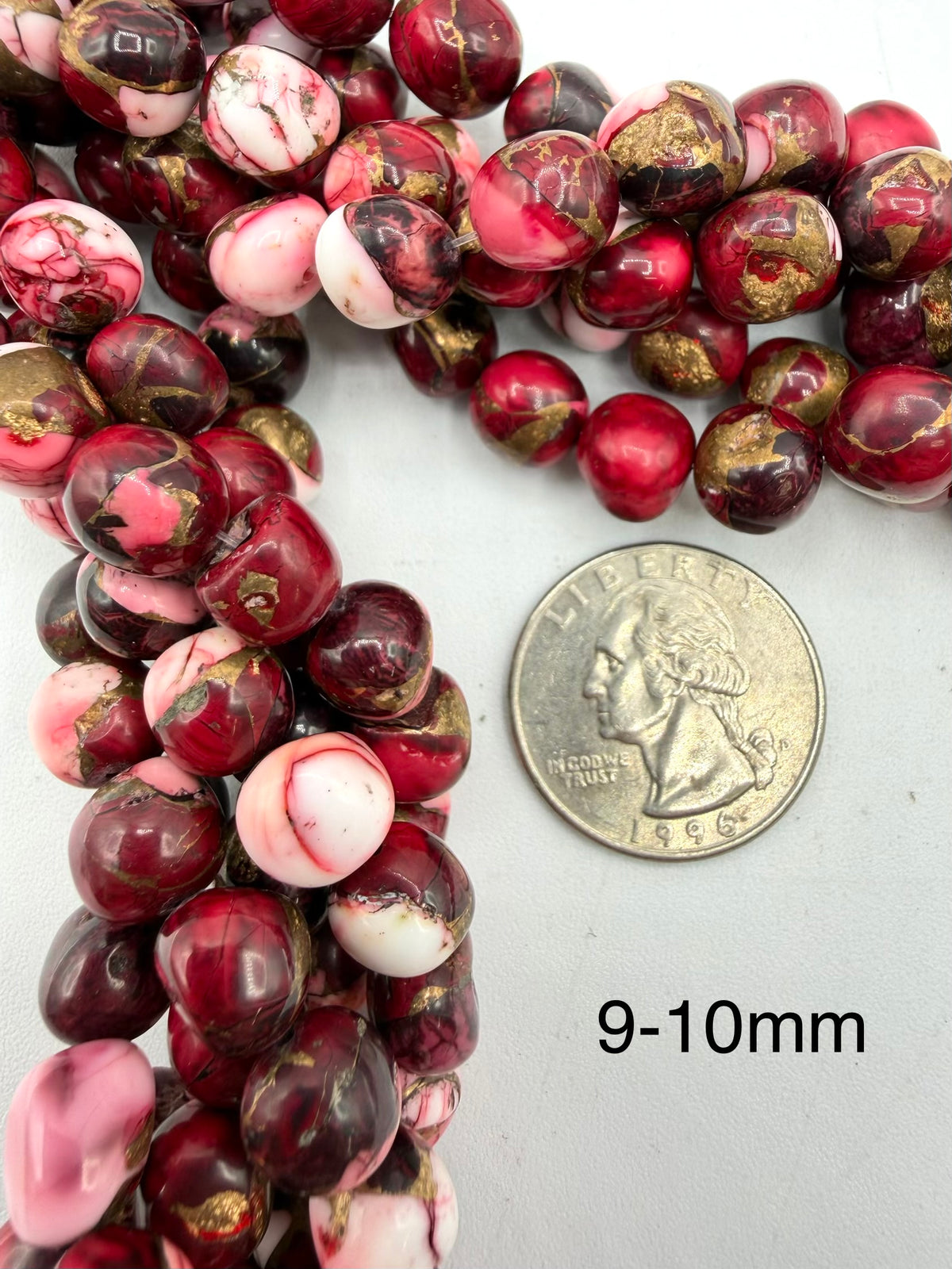 Dahlia Rose Semi-Round Beads - 8-9mm, 9-10mm, and 10-11mm