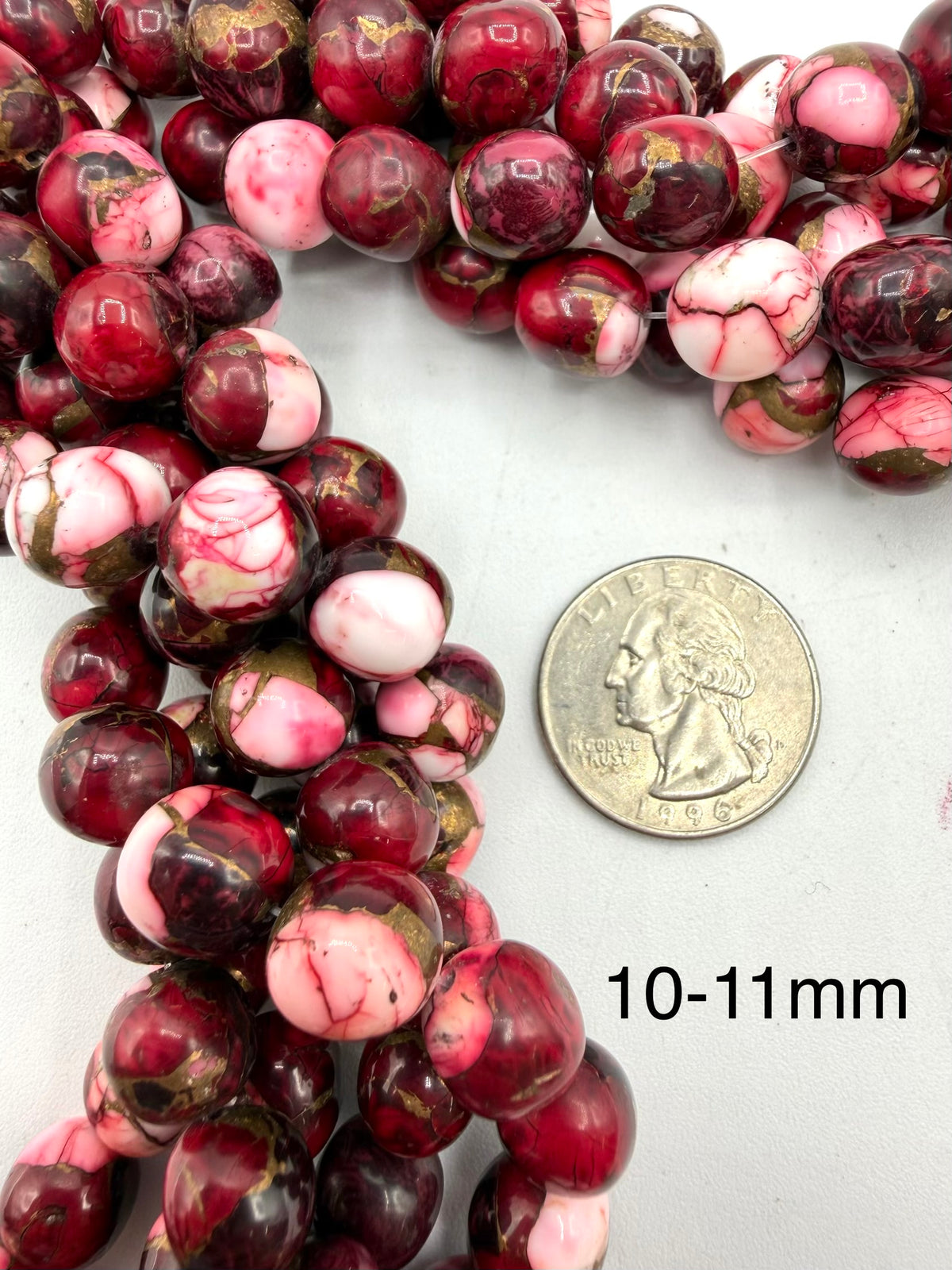 Dahlia Rose Semi-Round Beads - 8-9mm, 9-10mm, and 10-11mm