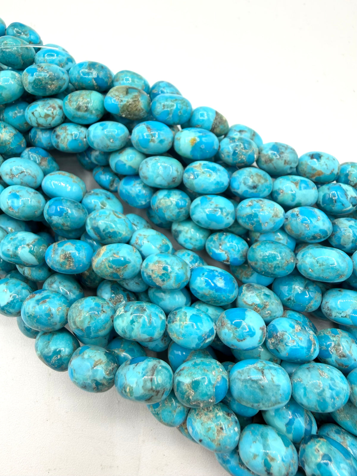 Kingman Turquoise Small Potato Shaped Beads - Approx. 8x11mm - Sold by 8" Strand