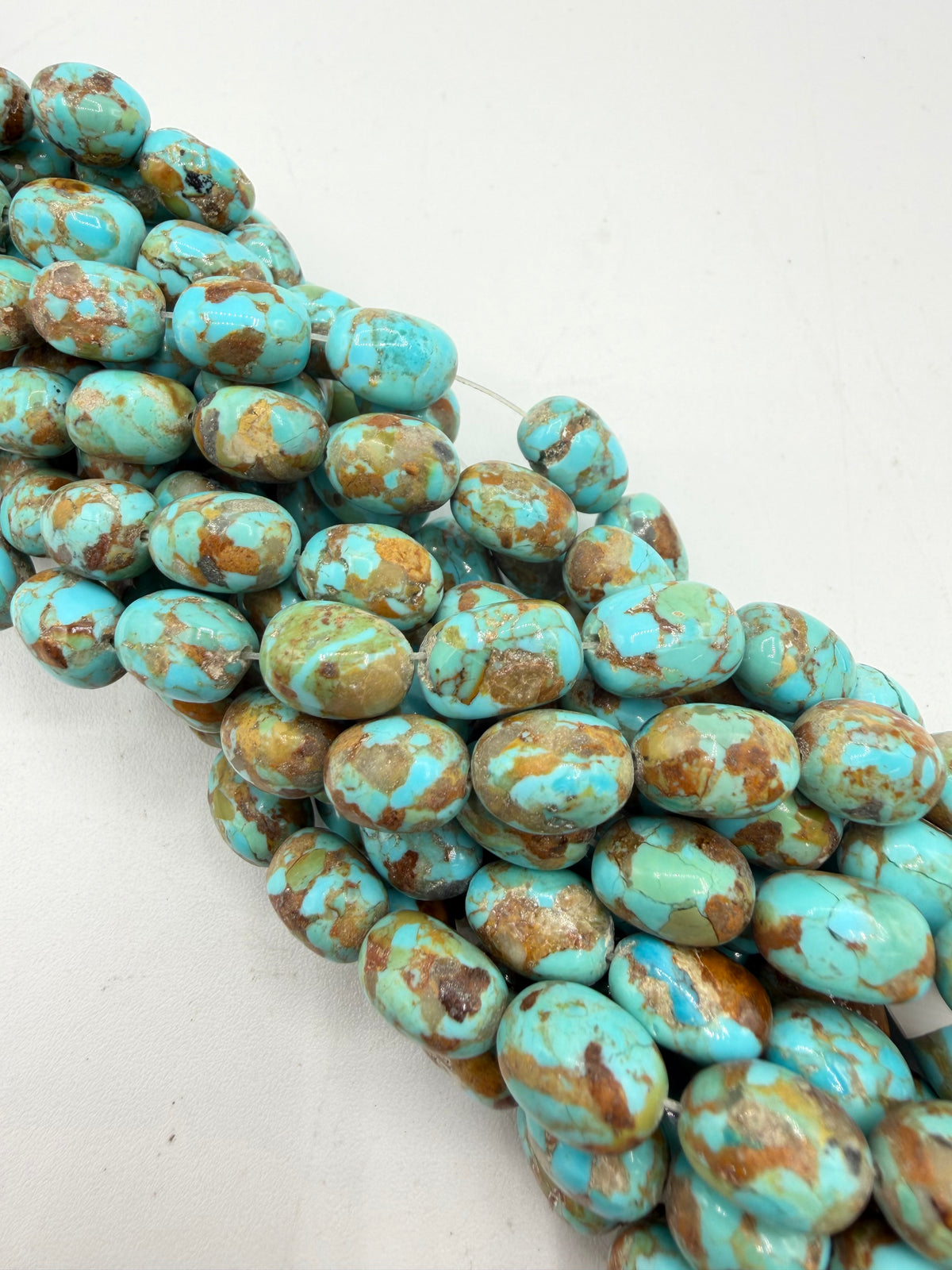 Kingman Turquoise Small Potato Shaped Beads - Approx. 8x11mm - Sold by 8" Strand