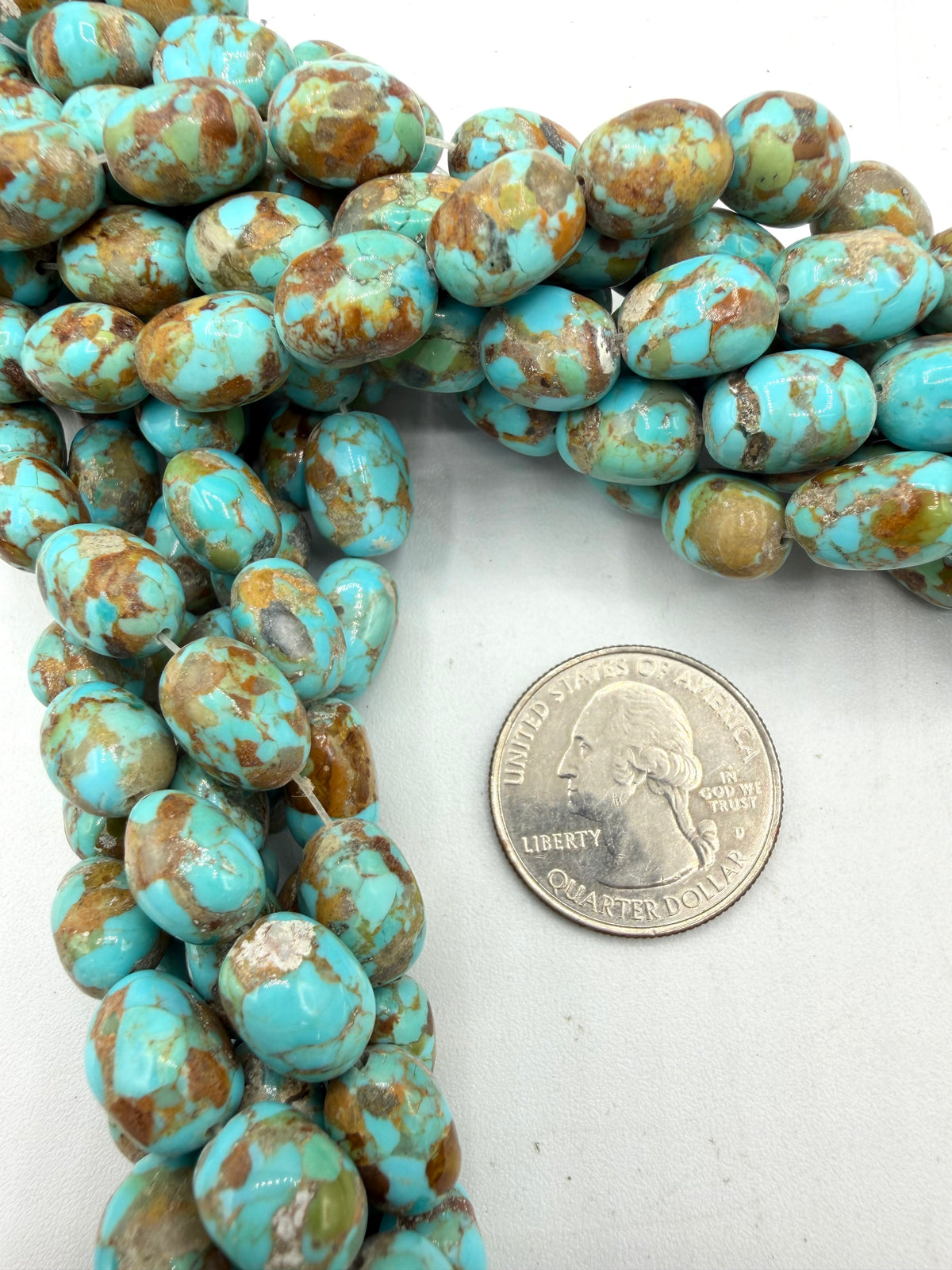 Kingman Turquoise Small Potato Shaped Beads - Approx. 8x11mm - Sold by 8" Strand
