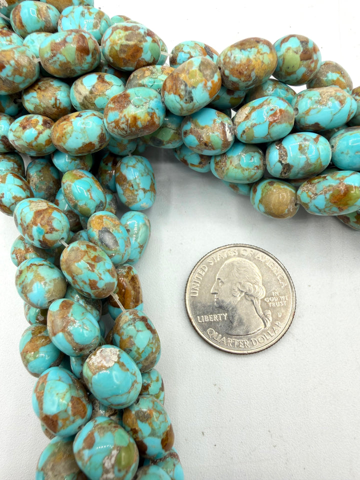 Kingman Turquoise Small Potato Shaped Beads - Approx. 8x11mm - Sold by 8" Strand
