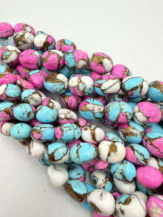 Cotton Candy Dahlia Potato Beads - Approx. 10x13mm - Sold Individually