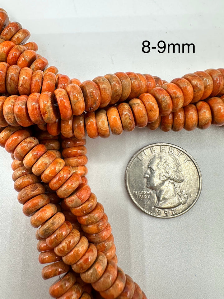 Apple Coral Wafer Rondell Beads - 8-9mm, 11-12mm, 12-13mm, 14-15mm - 8" Strands