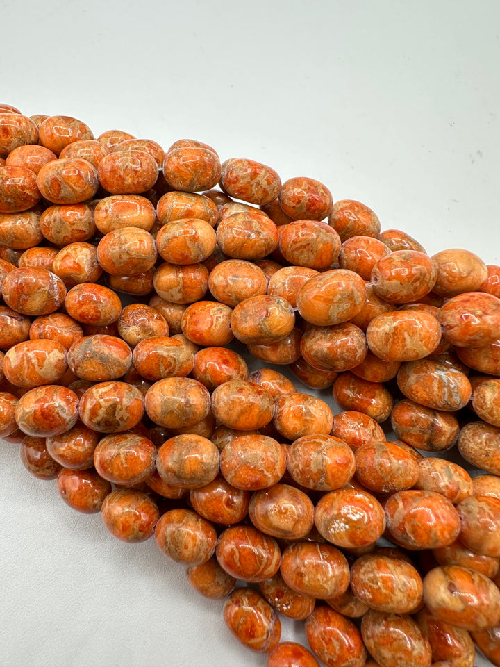 Apple Coral Potato Beads - Approx. 8x10mm - Sold by 8" Strand