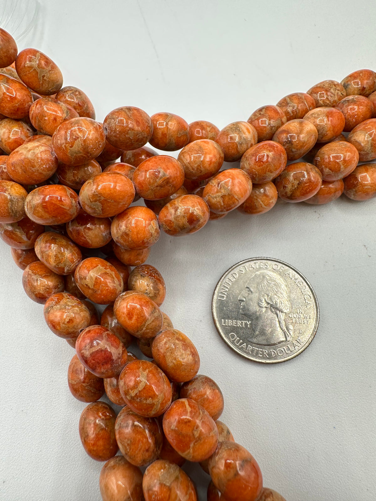 Apple Coral Potato Beads - Approx. 8x10mm - Sold by 8" Strand