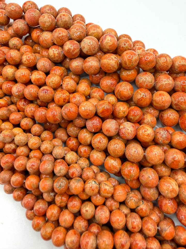 Apple Coral Round Beads - 6-7mm, 8-9mm, 10-11mm - 8" Strands