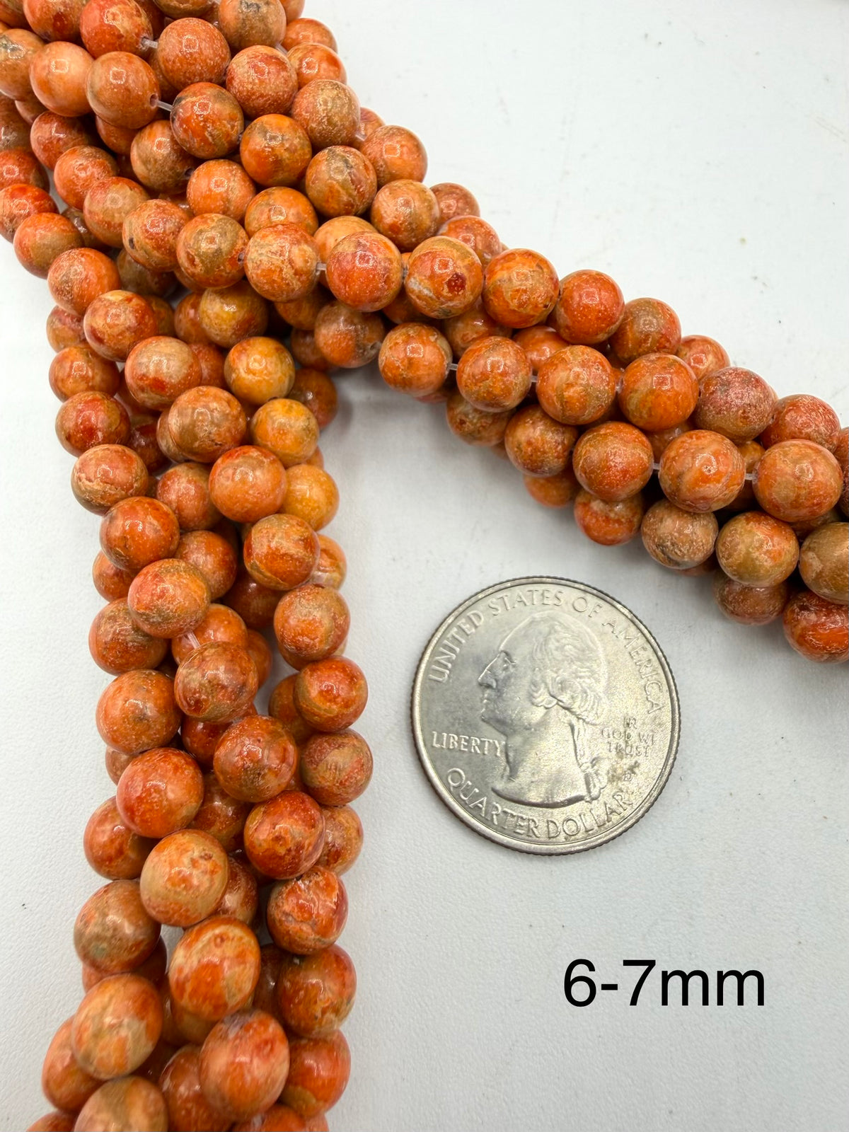 Apple Coral Round Beads - 6-7mm, 8-9mm, 10-11mm - 8" Strands
